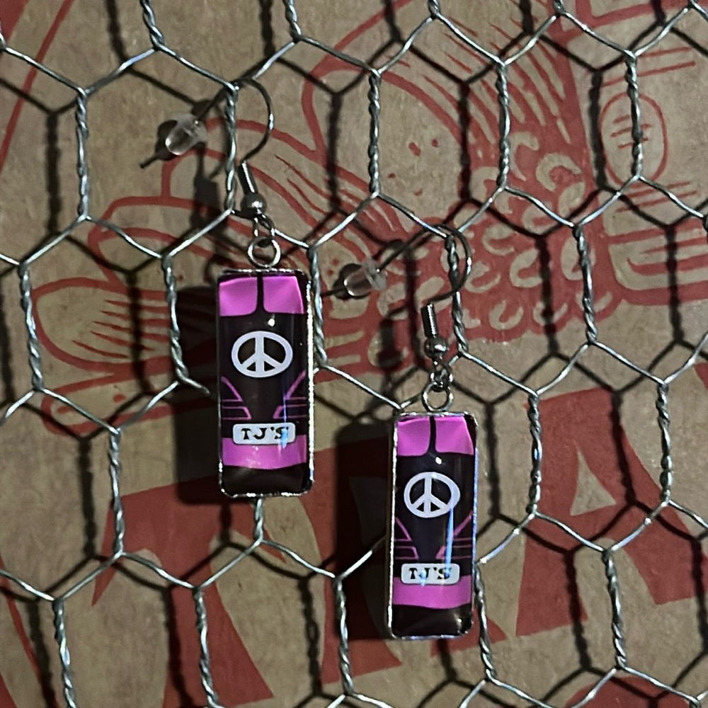 Trader Joe’s rectangular earrings purple